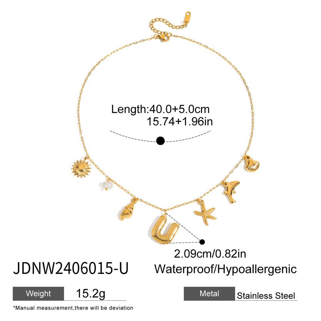 Letter Starfish Shell Freshwater Pearl Necklace Niche Design Sense Collarbone Chain Jewelry