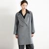 Women's Mid-Length Black Double-Faced Cashmere Wool Coat - 2025 Autumn/Winter Collection