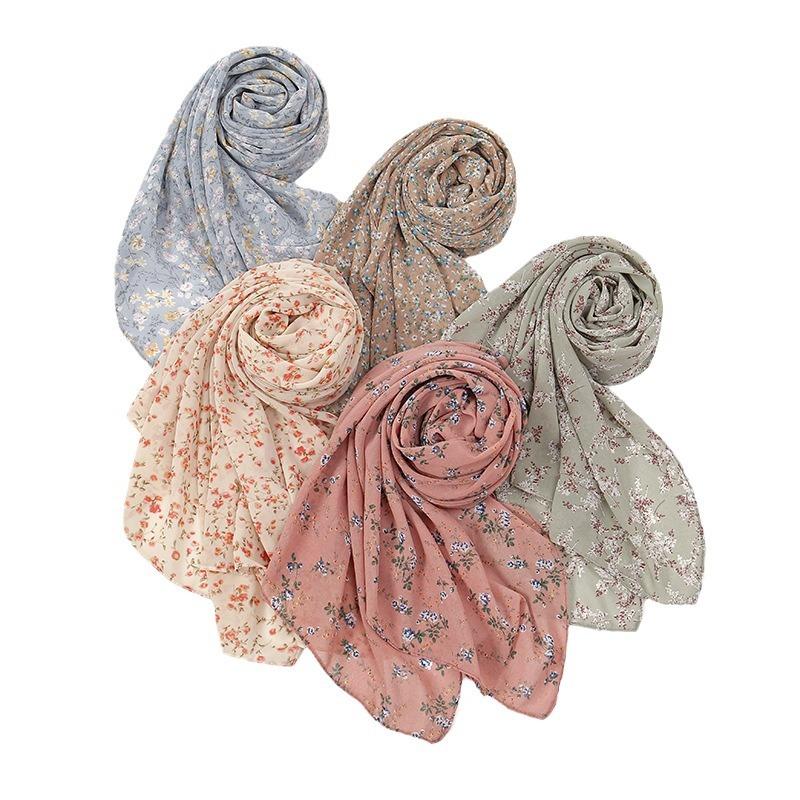 180*70cm Unique Women's Floral Scarves Lightweight Sheer Silky Feeling shawl Chiffon Flowers Printed Scarf
