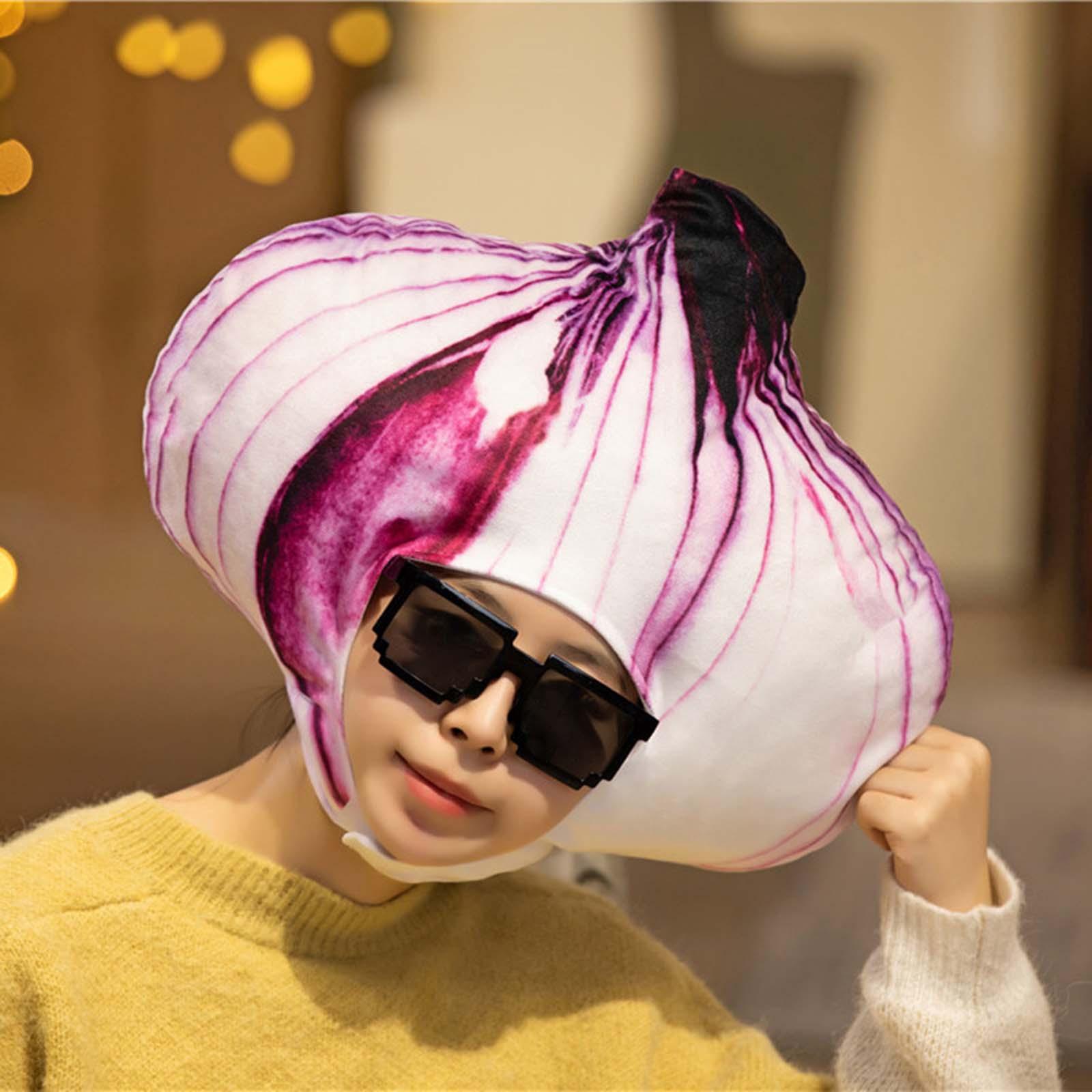 Vegetable Onion Hat Winter Warm Fancy Dress Soft Costume Headgear Headwear for Games Dress up Party Supplies Halloween фиолетовый