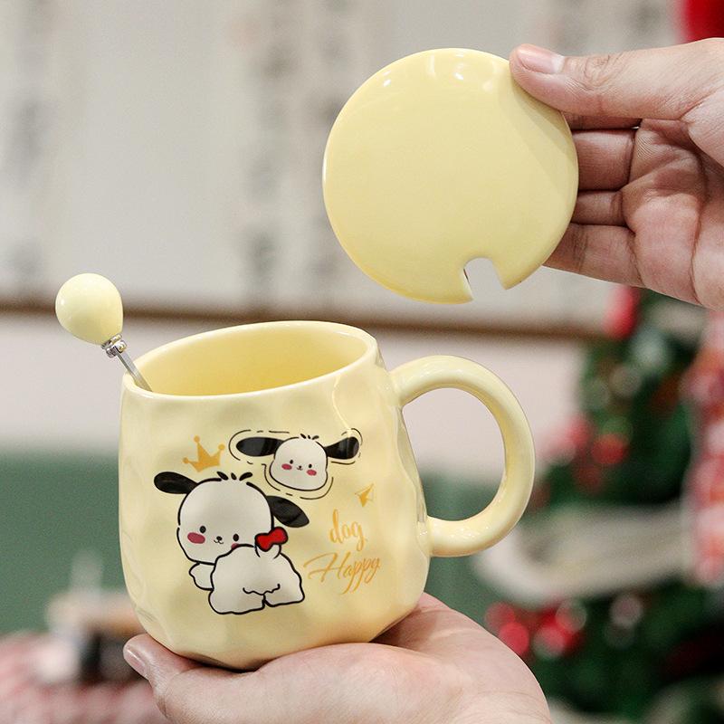 Cute Puppy Mug Gift Box Home Water Cup High-value Large Capacity Ceramic Cup with Cover Spoon