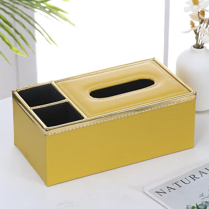 Molona Simple Leather Desk Organizer with Tissue Box - Set of 2