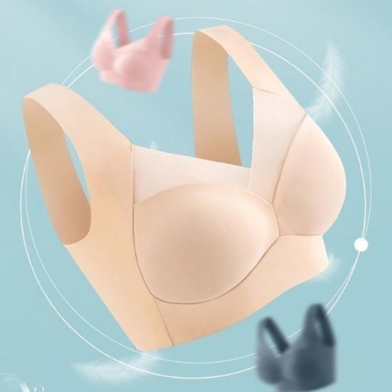 Women Sports Bra Wide Elastic Strap Solid Color Shockproof Seamless Thin Mesh Push-up Anti-snagging Wireless Yoga Jogging Bra