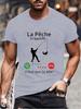 Fishing Calls Me I Must Go Print Men T Shirt Fisherman Summer Short Sleeve T-shirts Tops Men's French T-shirt Dad Tee Tops Gifts