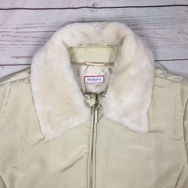 MAX&CO. Padded Long Coat with Removable Fur Trim/M/Beige/Full Zip Women's Outer(USED)