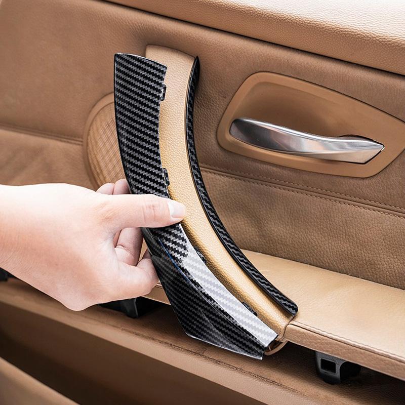 6 st ABS-plast Kolfiber Bil Interiör Dörrhandtag Drag Trimskydd för BMW E90 E91 3-serien Sedan, Kombi 2005-2012