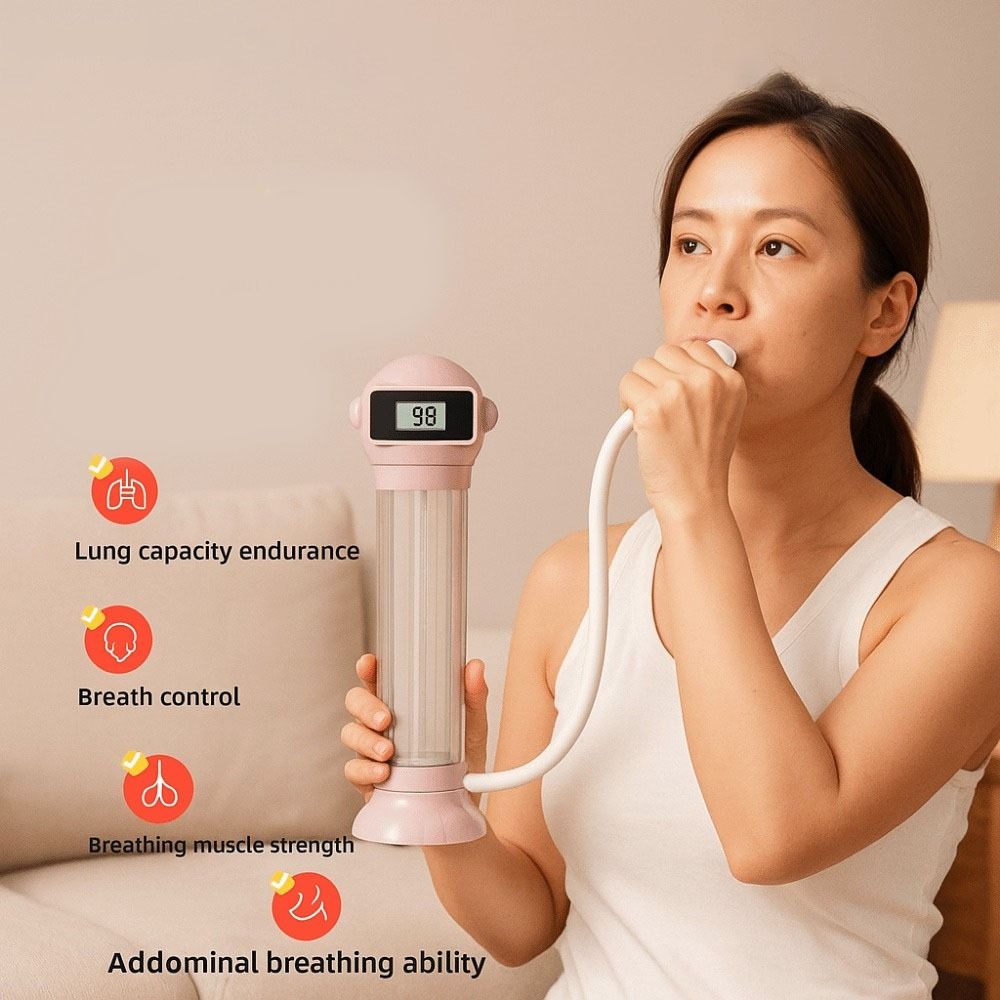 Deep Breathing Respiratory Trainer Ergonomic Design Breathing Dumbbell Trainer  Fitness Equipment