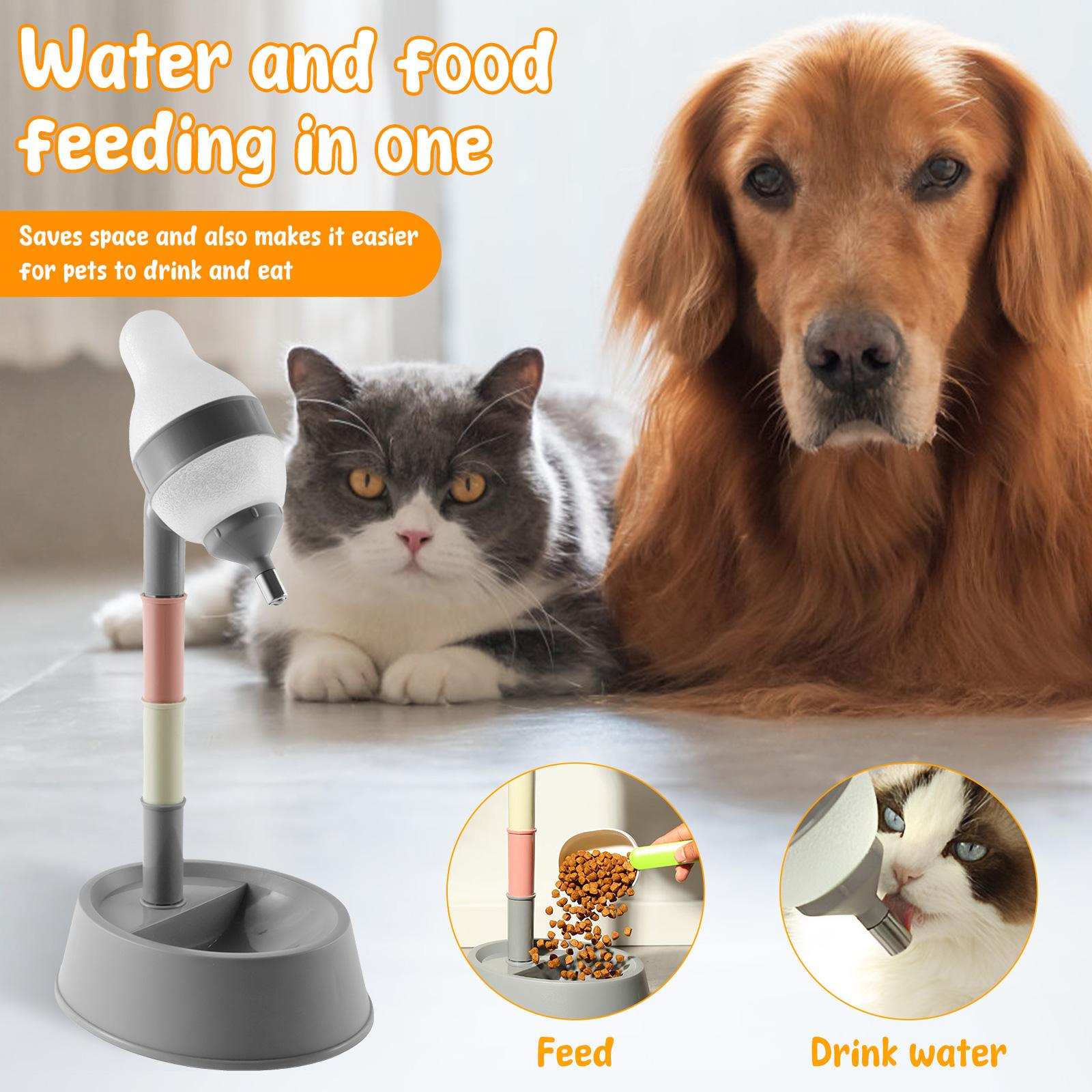 Standing Pet Water Dispenser Adjustable Dog Water Dispenser with Bowl Stable Cat Water Bottle Dispenser Easy to Install Non Slip grigio