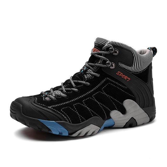 

Уличная синяя кожаная походная обувь, мужские треккинговые ботинки, мужская нескользящая обувь для альпинизма, мужская обувь высокого качества, Zapatos Hombre 43