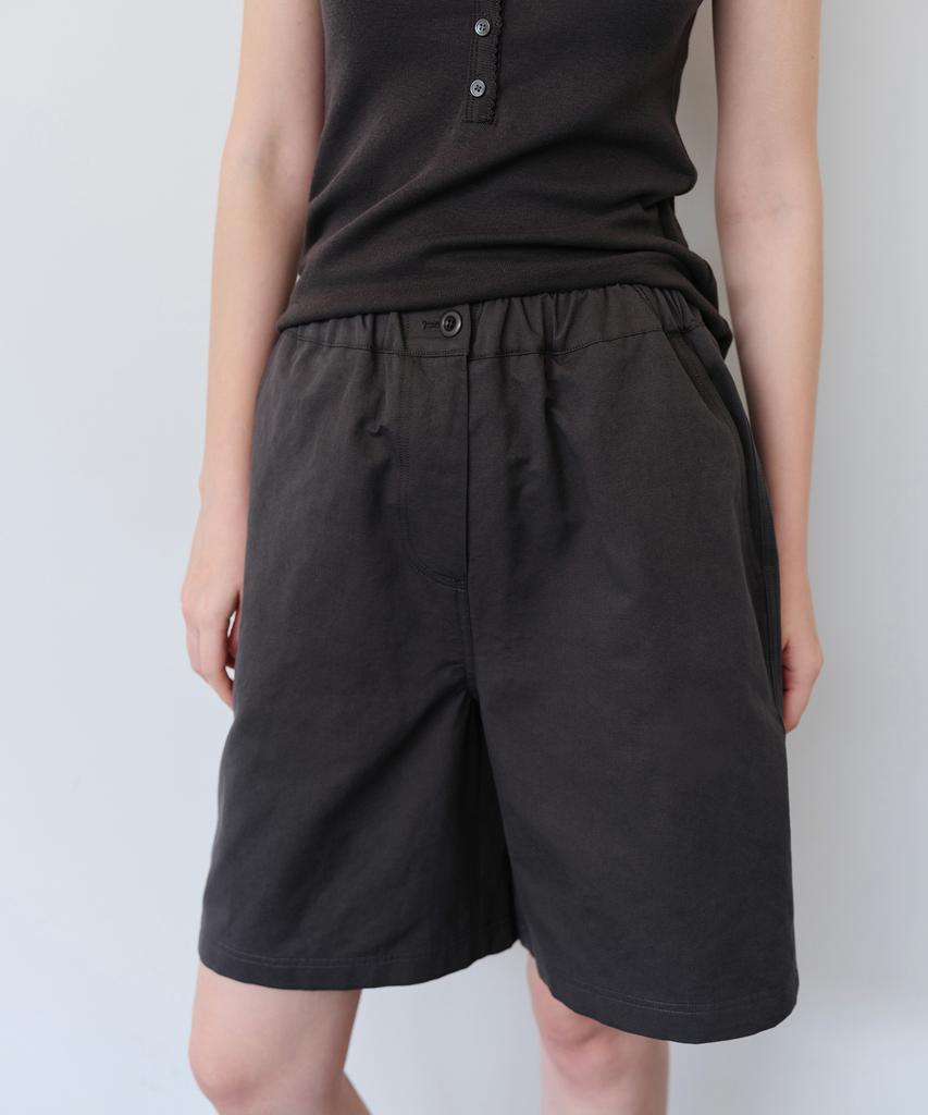THERYE Linen Blend Half Shorts(Charcoal)