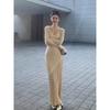 [] Early autumn new pendant temperament long dress women's high-end exquisite figure minimalist knitted dress