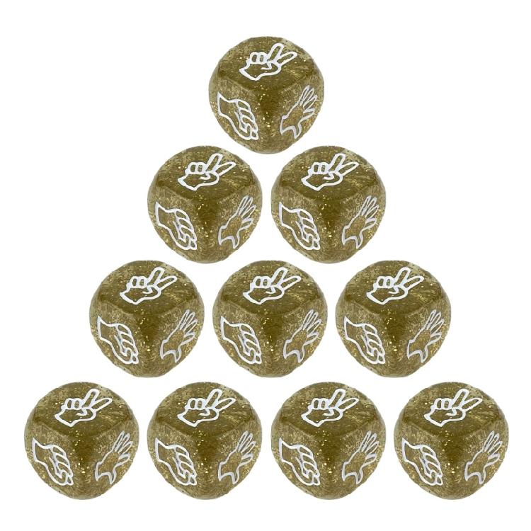 

10Pcs Rock Paper Scissor Game Dices 6 Sided 20mm Dices for Family Entertainment прозорий/жовтий