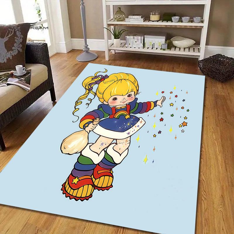 Rainbow Brite2 Flannel Pattern Square Carpet,Area Rug,Carpet Rug for Living Room Bedroom Sofa Playroom Decor,Non-slip Floor Mat