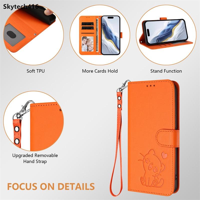 Case For Nothing CMF Phone 1 2 3 2A 3A Pro Flip Phone Casing Cute Cat Full Shockproof Protection Card Slot Leather Wallet Cover