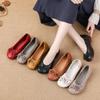 New Real Cow Leather Ballet Flats Woman Slim Foot Shoes Ladies Vintage Floral Moccasins Woman Luxury Flattie Beige Slip On Shoes