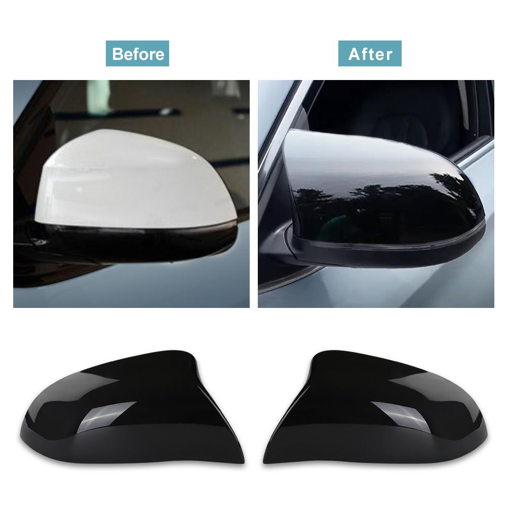 Car Rearview Mirror Cover Trim Car Assecories For BMW F25 X3 F26 X4 F15 X5 F16 X6 2014-2018 Bright Black Carbon Fiber