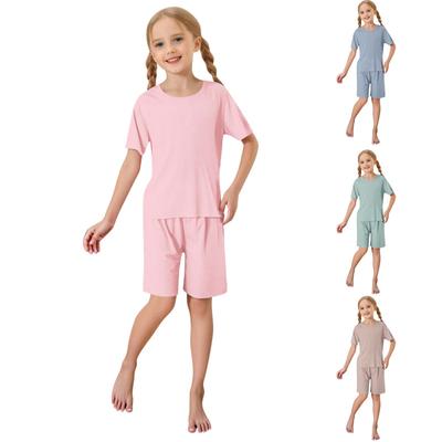 Children's Summer Loose Casual Round Neck Shirt Short Sleeve Shorts Pajamas Set
