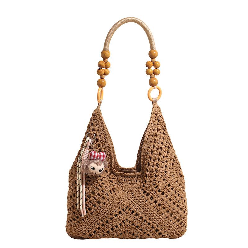 Knitted Bag with Openwork Crochet Pattern Sporty Single shoulder Tote Bag