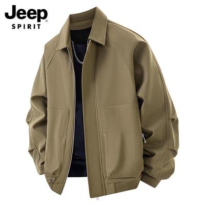JEEP SPIRIT Men's Retro Lapel Workwear Jacket