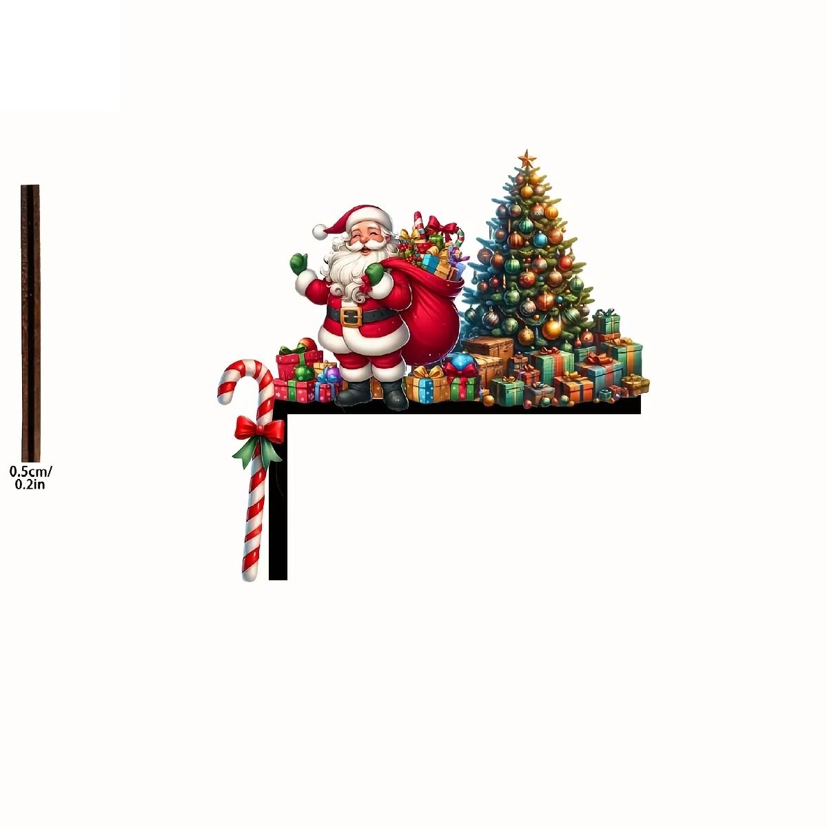 

1pcs 2D Christmas Corner Sign Santa Tree Santa Claus Frame Wooden Door Sitter Home Wall Decorats Festive Xmas Decoration Gifts