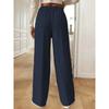 New Vertical Floor Length Casual Pants, High Waisted Pants, Loose and Elegant Straight Leg Women's Niche Design, Solid Color Pants