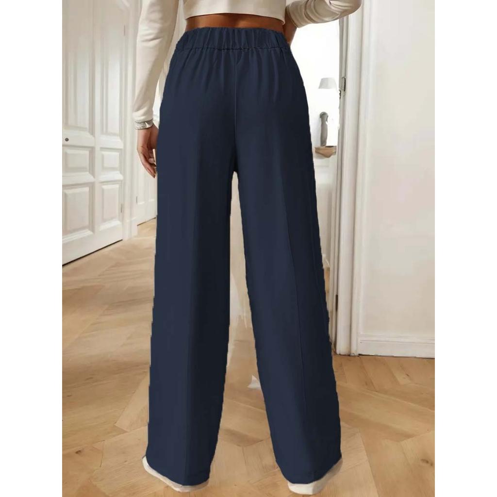 New Vertical Floor Length Casual Pants, High Waisted Pants, Loose and Elegant Straight Leg Women's Niche Design, Solid Color Pants