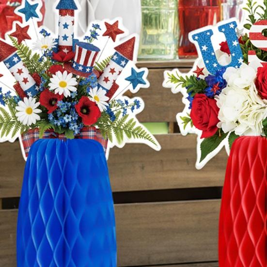 3Pcs Honeycomb Ball Ornament Decorative Hanging Balls USA Themed Indoor Outdoor Festive Atmosphere Holiday Party