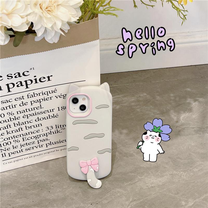 Kawaii 3D Cartoon Cat Soft Silicone Phone Case For IPhone 17 17pro 17 Promax 17air 16 15 13 14 12 ProMax Plus Phone Cover