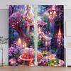 2PC Glowing Fairy Mushroom Forest Sheer Curtains Enchanted Fantasy Cottage Print Window Drapes for Bedroom Children's Room Decor