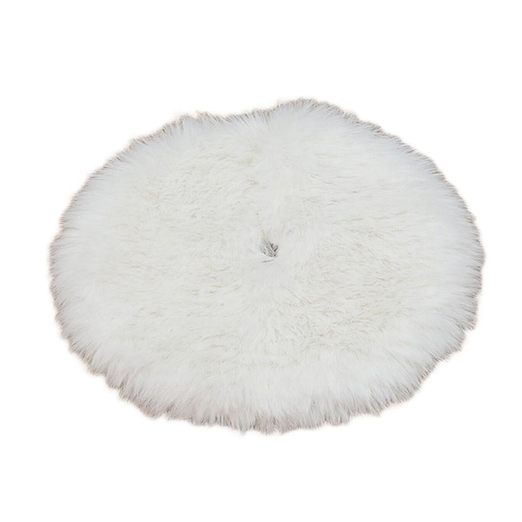 Large Christmas Tree Skirt Soft Long Pile Fabric Plush Mat for Festival Home Decoration Solid Color Tree Base Ornament