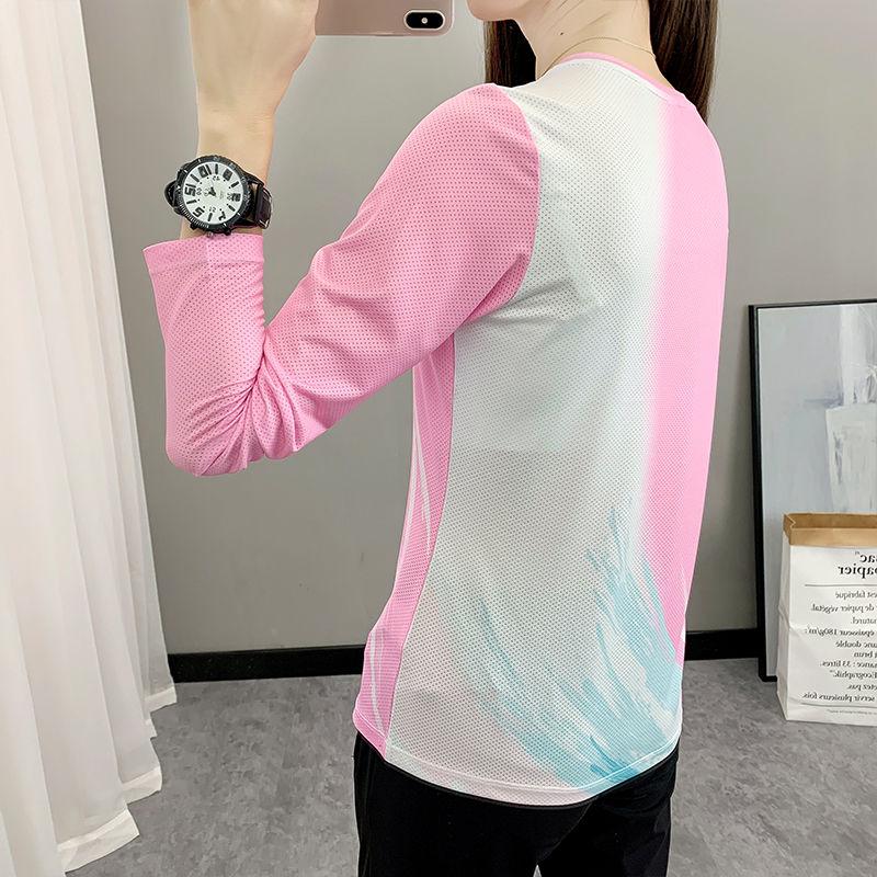 Women's Quick Dry Long Sleeve Breathable Elastic Sports T-shirt Outdoor Running