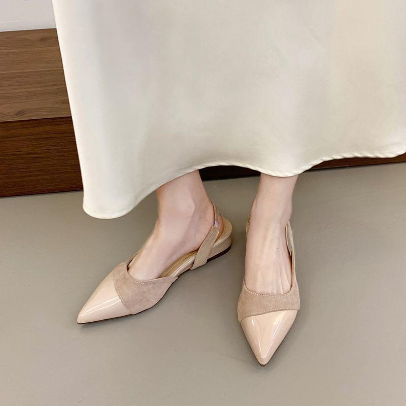 2025 Summer New Fairy Gentle Wind French Pointed Head Low Heel Fashion Versatile Bag Head Sandals Women's Skirt Tide