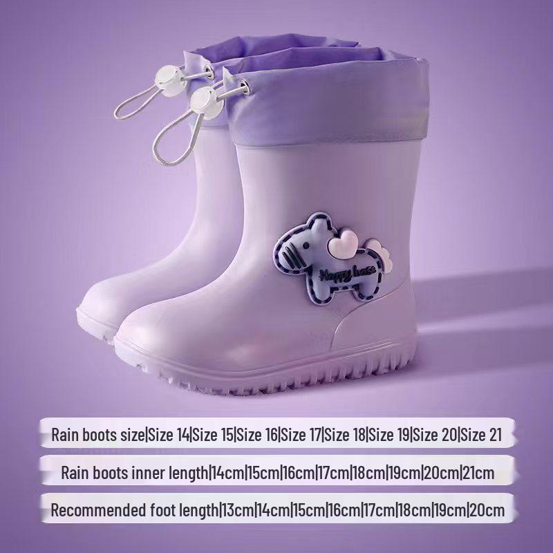 Cartoon-Pony Kinder-Gummistiefel – Rutschfeste, Leichte, Wasserdichte Schuhe mit Fleece-Futter für Jungen, Mädchen und Kleinkinder.