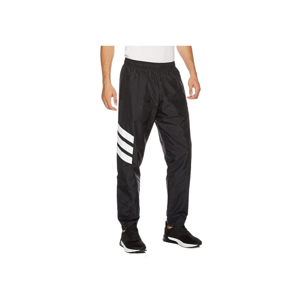 Adidas Striped Colorblock Logo Print Joggers Men Bottoms Black CE7518