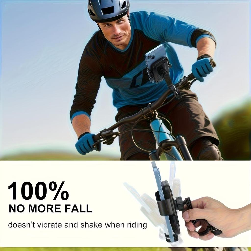 Bike Phone Holder, Heavy Duty Anti-Vibration Handlebar Mount, Universal Cell Phone Bracket for iPhone Samsung All Smartphones