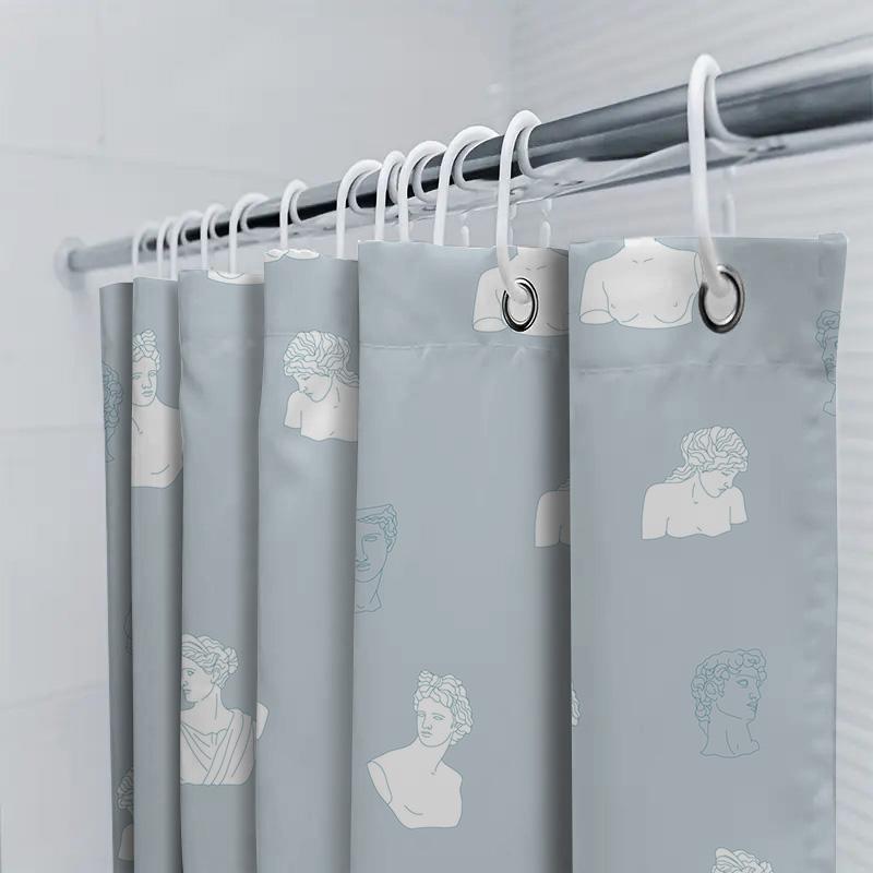Vintage Classic Greek Bust Print Shower Curtain Decor Home Decoration Waterproof Fabric Light Blue 81 X 72 Inches (205 Cm) 39X