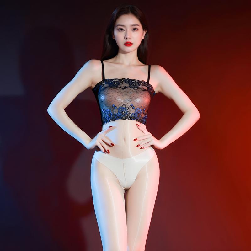 Women Sexy Lace Floral Jumpsuit Aurora Pantyhose Seamless Pantyhoses Ultra Elastic Transparent Bodysuit Night Club Wear
