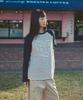AFTERHOURS Embroidery Graphic Stripe T-Shirt (Pink)