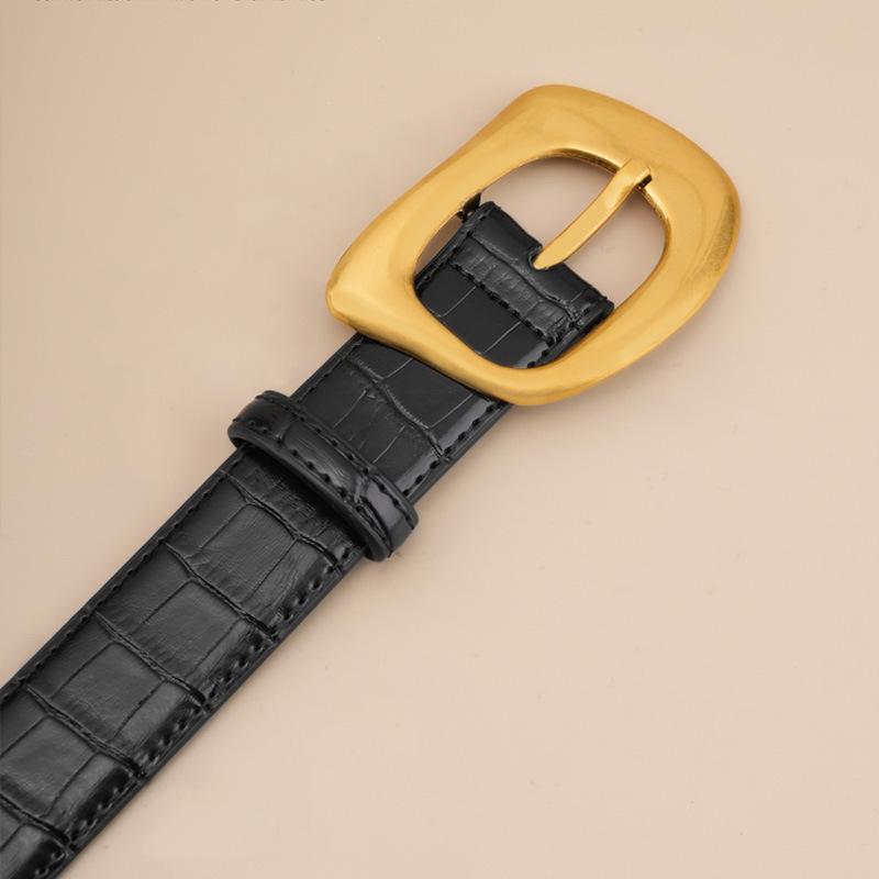 Women's Belt, Women's Genuine Leather Pin Buckle Belt, Fashionable and Versatile Simple Decorative Casual Pants Belt