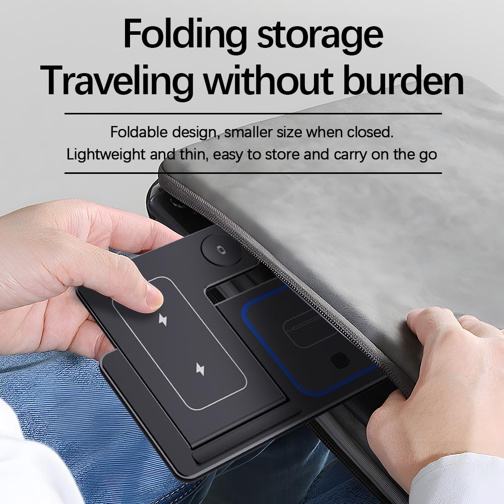15W Fast Wireless Charger Stand 3 In 1 Foldable Charging Station For iPhone 15 14 13 12 11 Apple Watch 9 8 7 6 5 Airpods Pro