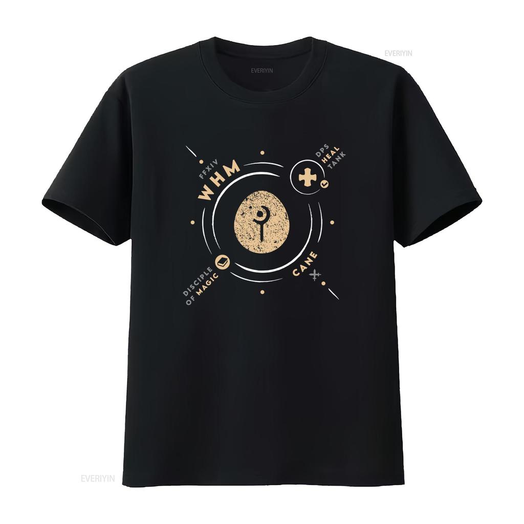 Whm Life Ffxiv Inspired White Mage Healer Job Ff14 Mmo Gamer T Shirt DPS Heal Tank Cane Design Vintage Washed Casual Graphic