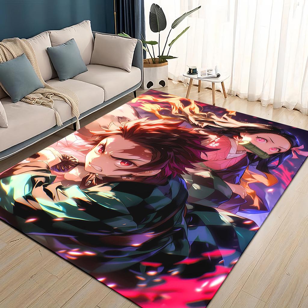 27 Style Demon S-Slayer Cartoon Kamado Nezuko Anime Carpet Rug for Living Room Bedroom Home Sofa Decoration,Non-slip Floor Mat