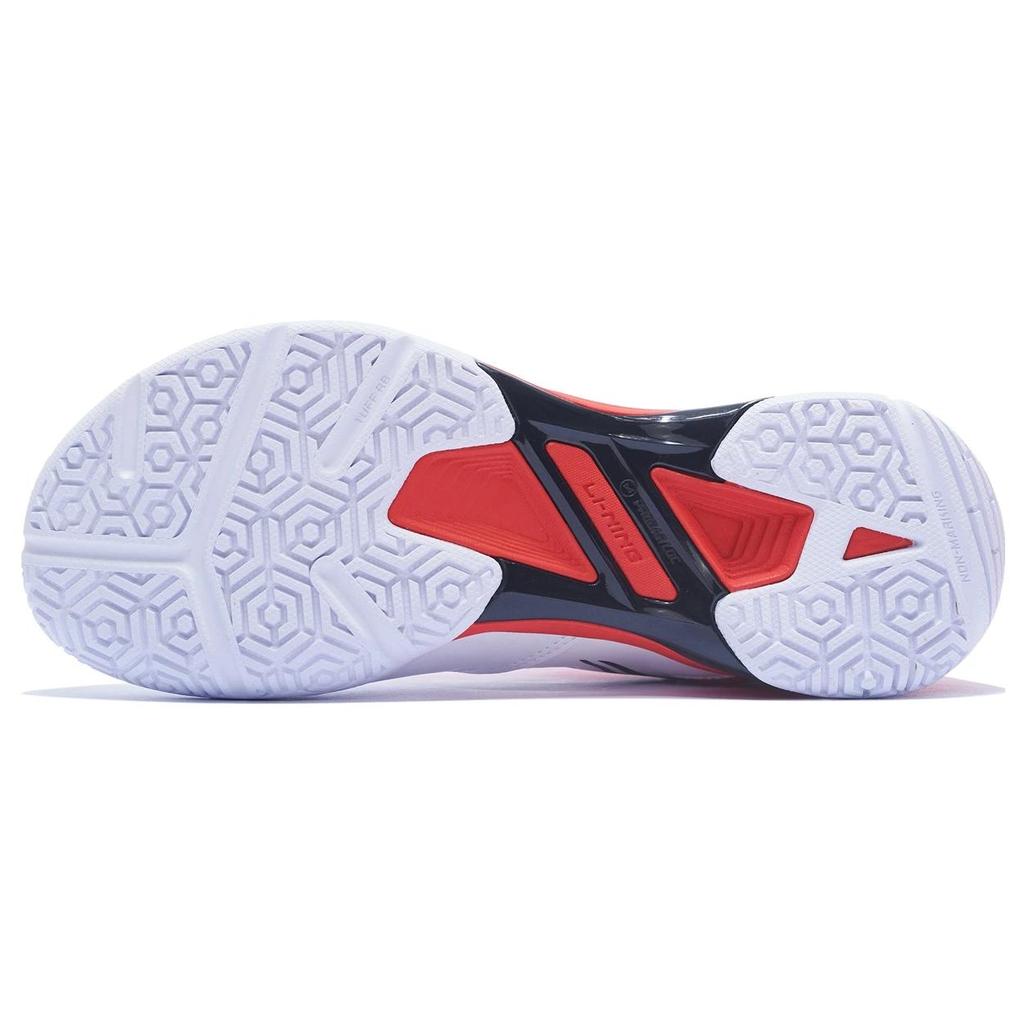 New LiNing Blade LITE Blade Lite Cushioning Anti Slip And Wear Resistant Rebound Low Top Badminton Shoes Unisex White Red AYZT005-4