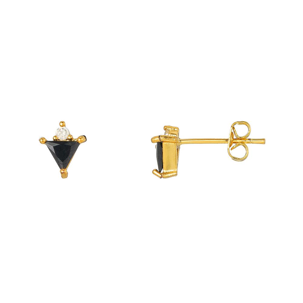 New Arrival Black Zircon Geometric Triangular Square Earrings For Women Stainless Steel Stud Punk y2k Daily Wear Jewelry Gifts