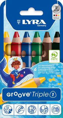 Stationery Colored Triangle Grip Watercolor Beautiful Groove Triple Set Pencils, Crayons, Pencils, Colors, One, 6-Color