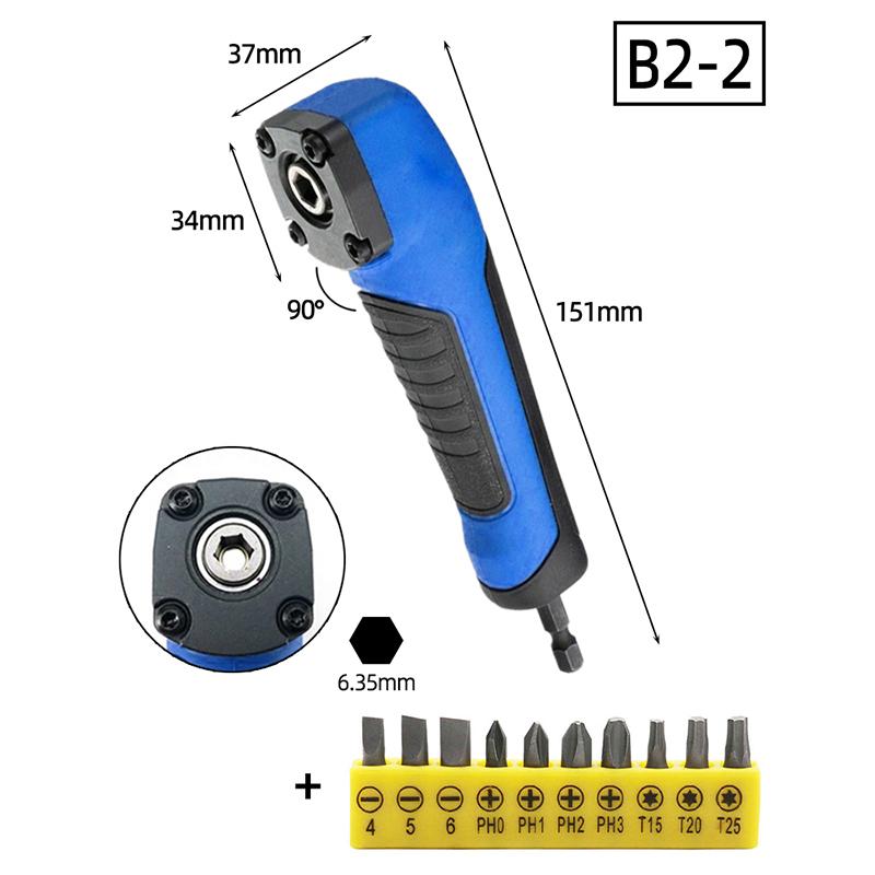 90 Angle Screwdriver Set Socket Holder Adapter Adjustable Bits Drill Bit Screw Driver Tool Hex Bit Socket Slotted Phillips Bits