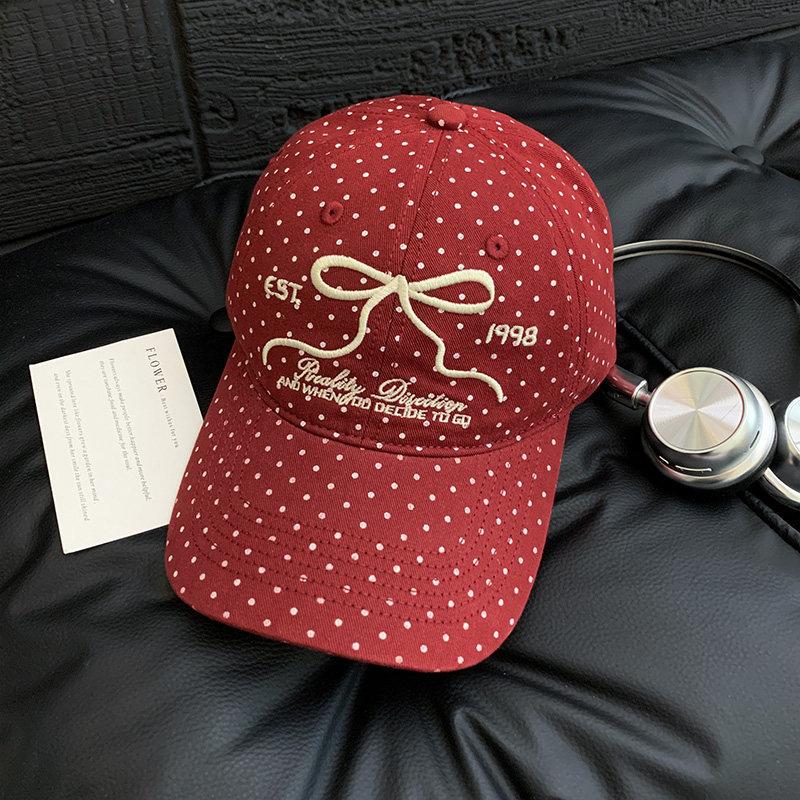 Spring Summer Cotton Baseball Cap With Embroidered Butterfly Knot Design For Women