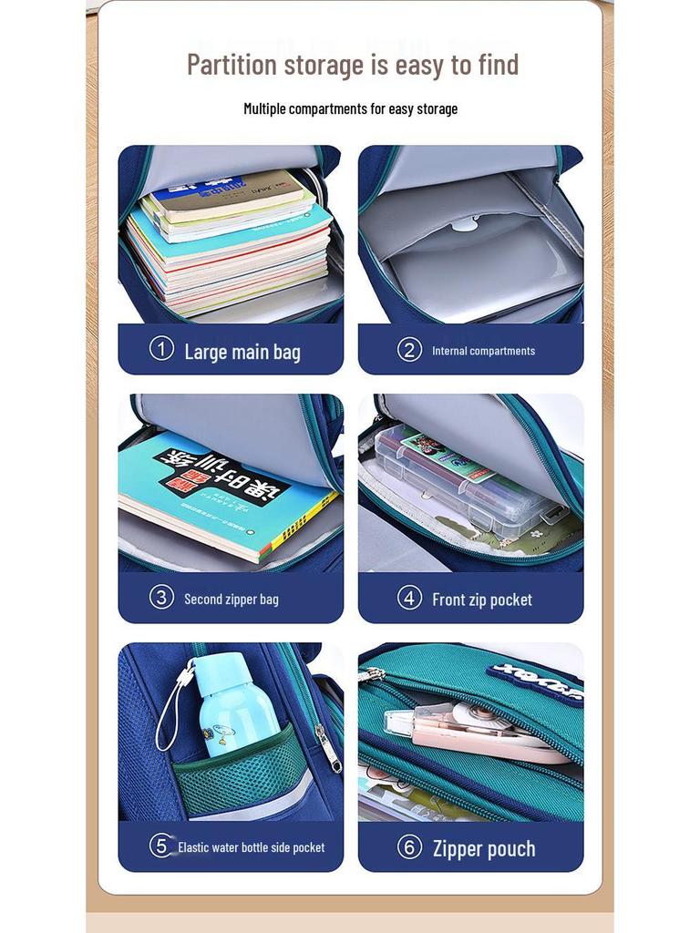 British Style Primary School Backpack for Boys & Girls, Grades 1-6 - Lightweight & Spacious