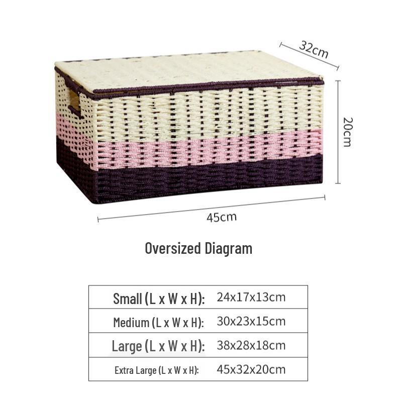 

Pastoral Woven Desktop Storage Box - Straw Woven Organizer for Clothes, Snacks, and Sundries Small