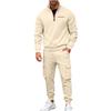 Men's Winter Fleece Multi Pocket Zipper Sweatshirt 2 Piece Set Personalized Sweatpants